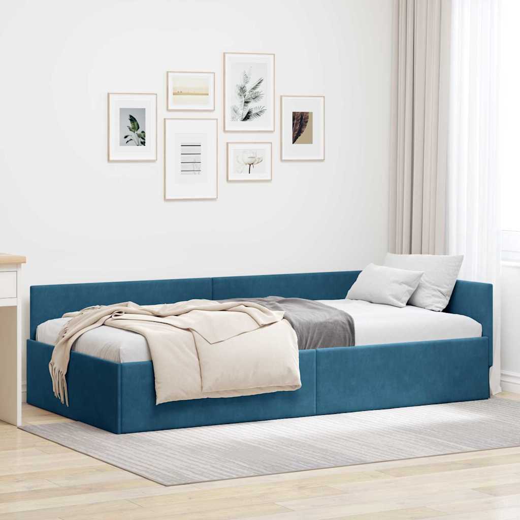 JUNG Vida Eckbettgestell Blau 80 cm x 200 cm Polyester und Sperrholz