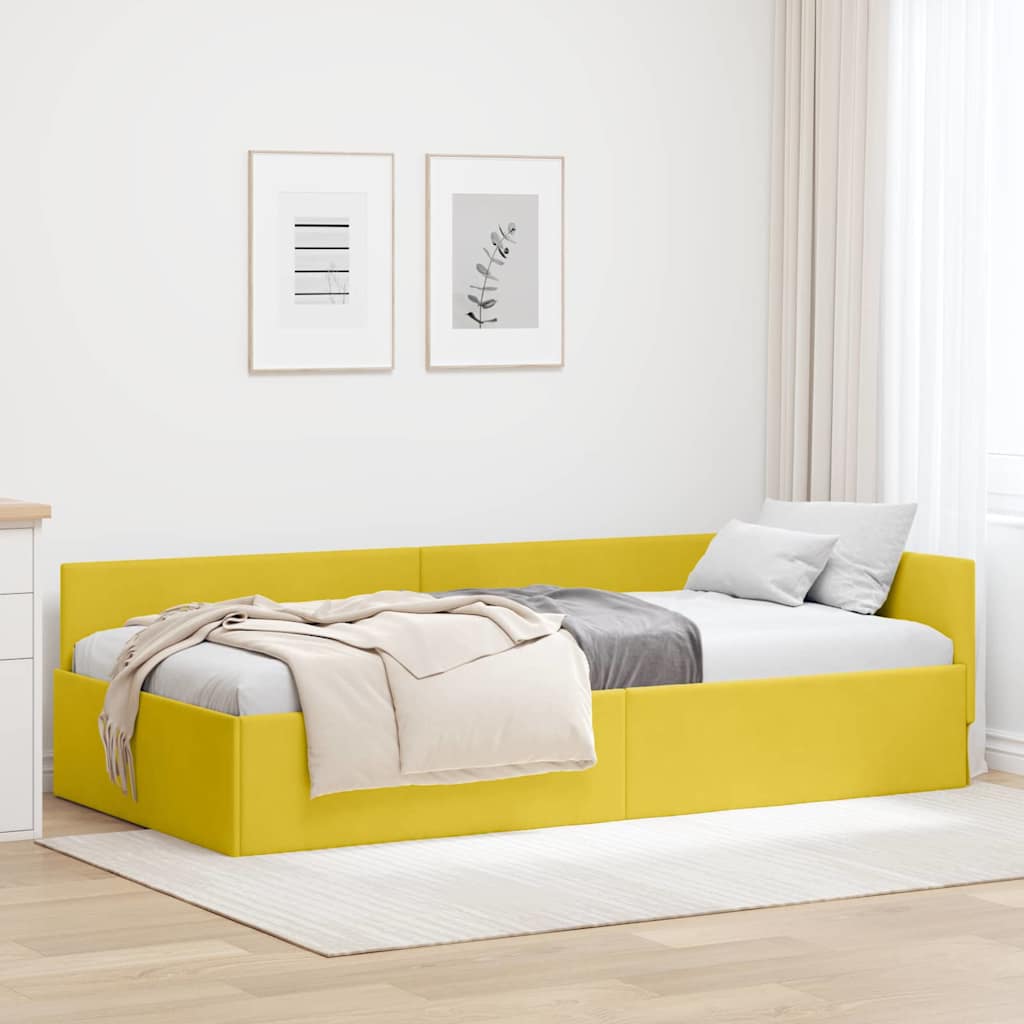 JUNG Vida Eckbettgestell Gelb 90 cm x 190 cm Polyester und Sperrholz