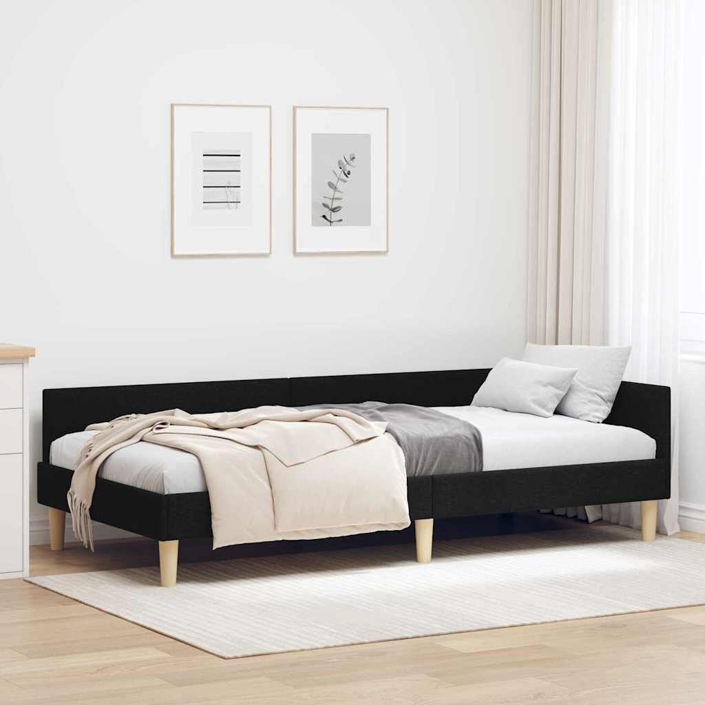 JUNG Vida Eckbettgestell mit Kopfteil Schwarz 100 x 200 cm Stoff