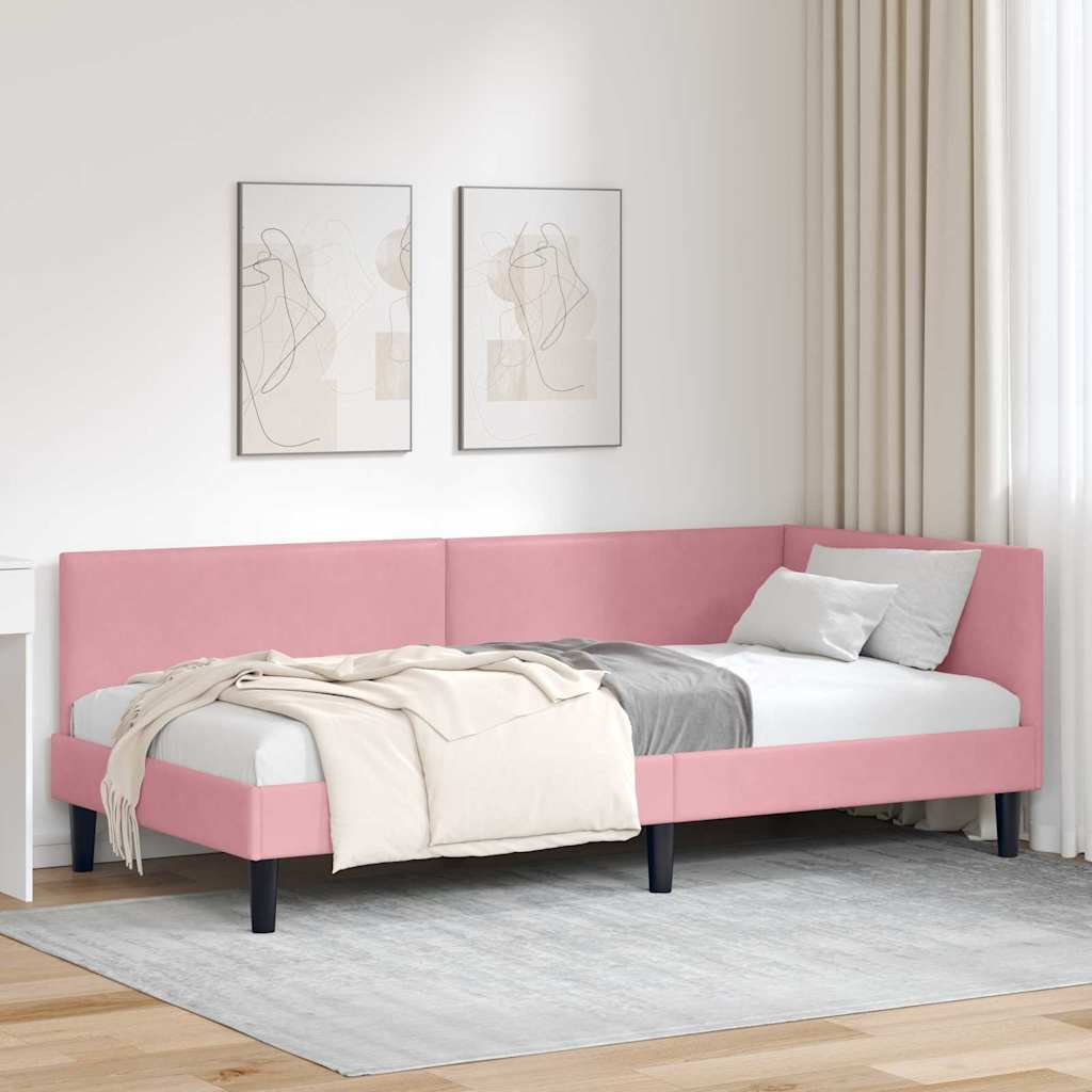 JUNG Vida Eckbettgestell Rosa 80 cm x 200 cm Polyester und Sperrholz