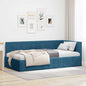 JUNG Vida Eckbettgestell mit Kopfteil Blau 90 cm x 200 cm Samt