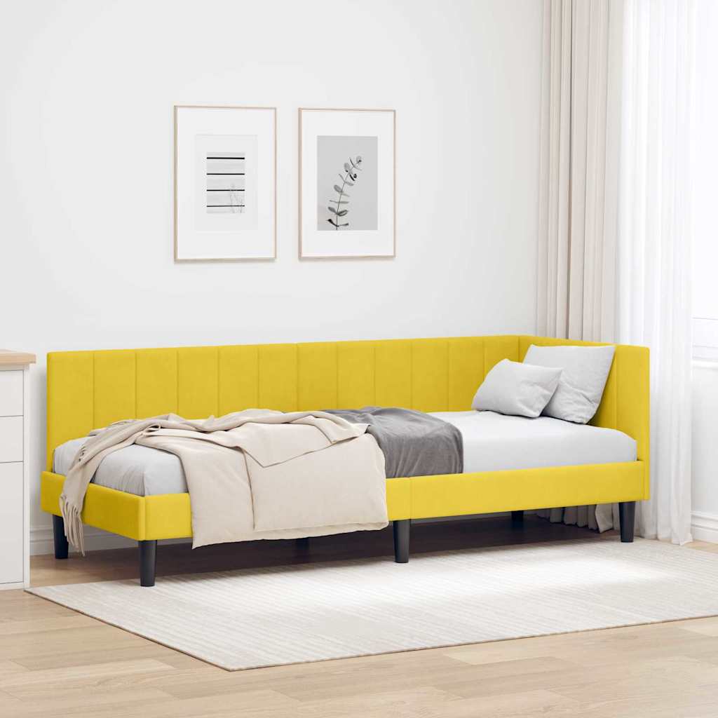 JUNG Vida Eckbettgestell mit Kopfteil Gelb 80 cm x 200 cm Samt