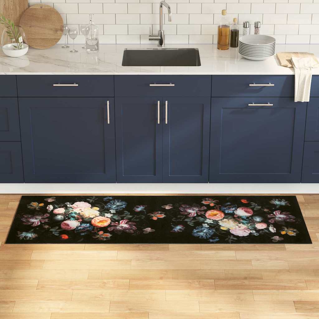 JUNG Vida Küchen Teppich Schwarz 180 x 60 cm Samt