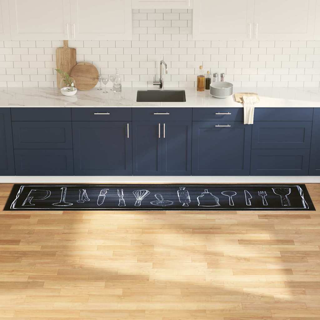 JUNG Vida Küchen Teppich Schwarz 300 x 60 cm Samt