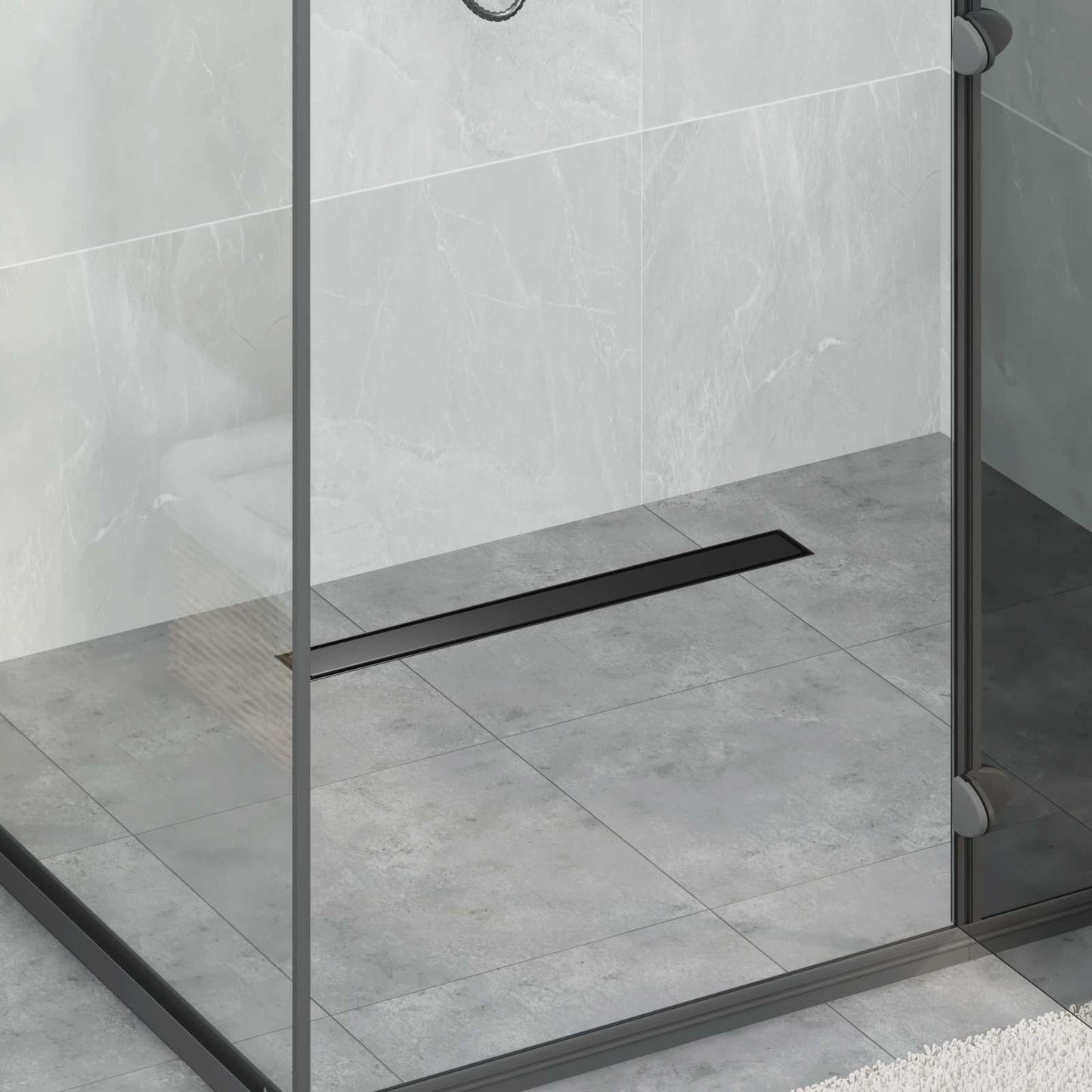 JUNG Vida Duschablauf 2-in-1 mit 360° Siphon Schwarz 60 cm Edelstahl 304
