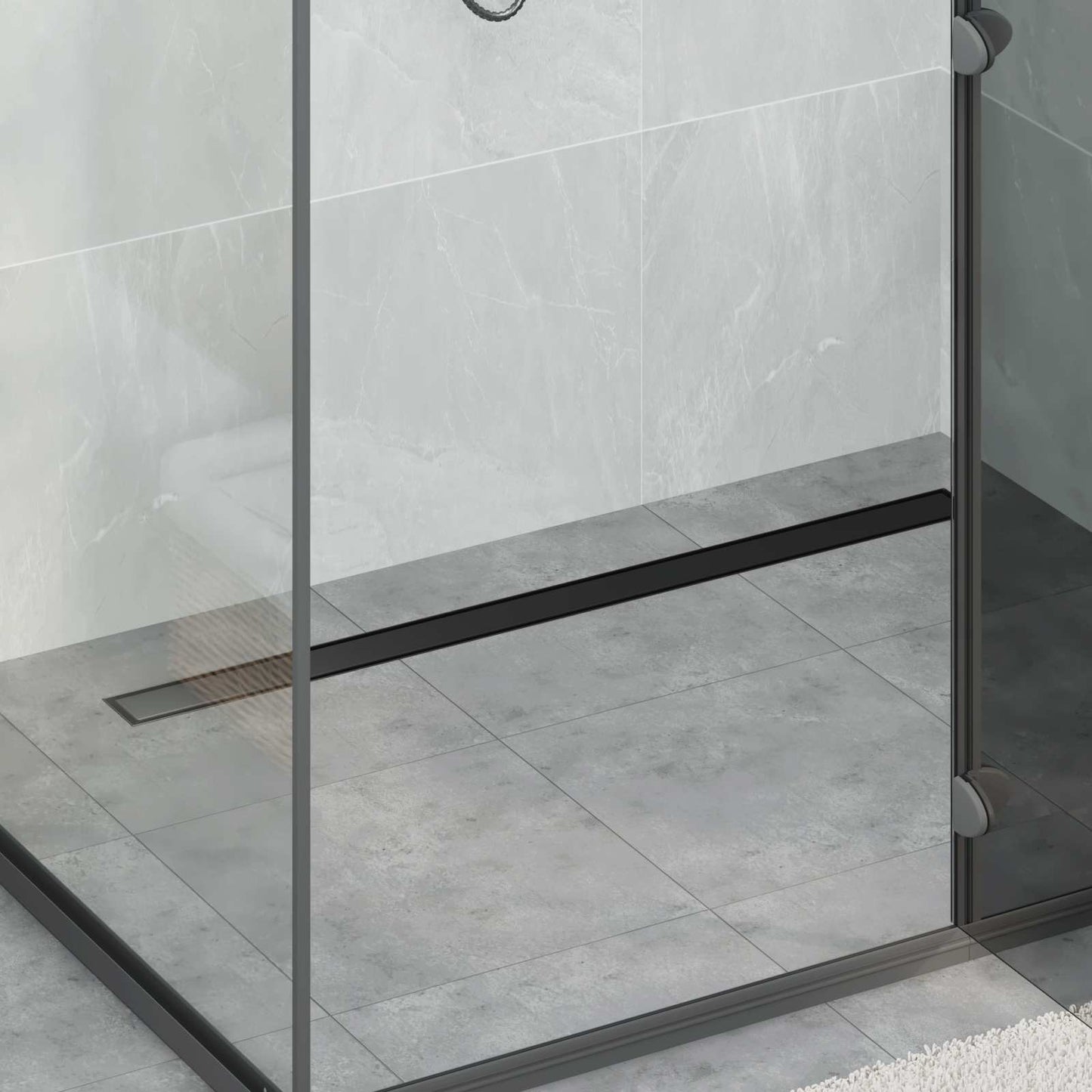 JUNG Vida Duschablauf 2-in-1 mit 360° Siphon Schwarz 100 cm Edelstahl 304
