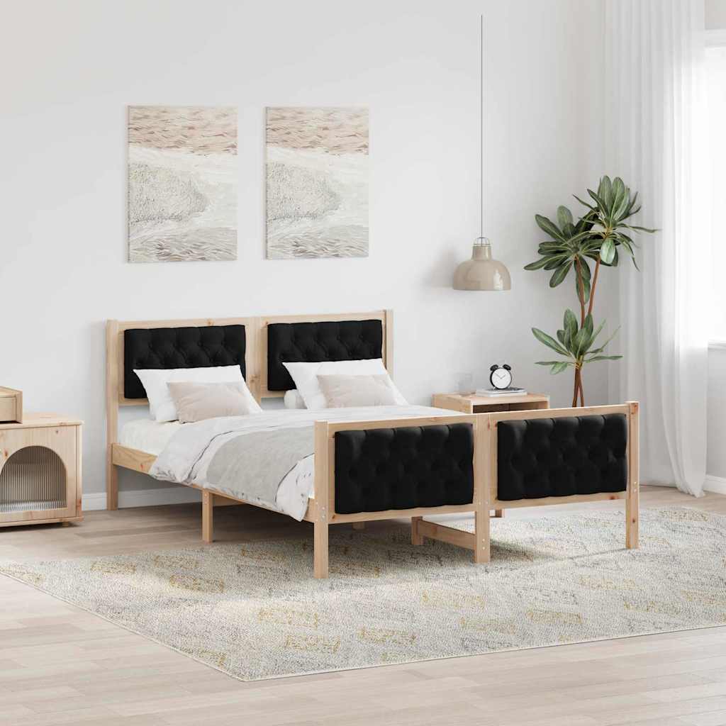 JUNG Vida Bettrahmen Schwarz 140 x 200 cm Massives Kiefernholz