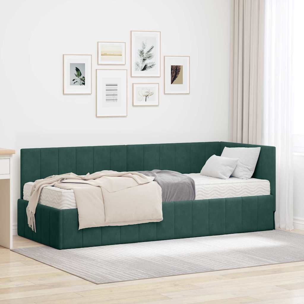 JUNG Vida Eckbettgestell mit Matratze mit Matratze 2 pcs Grün Samt