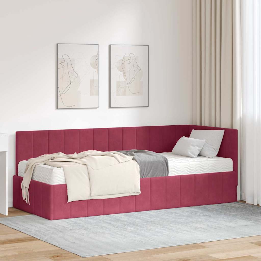 JUNG Vida Eckbettgestell mit Matratze mit Matratze 2 pcs Grün Samt