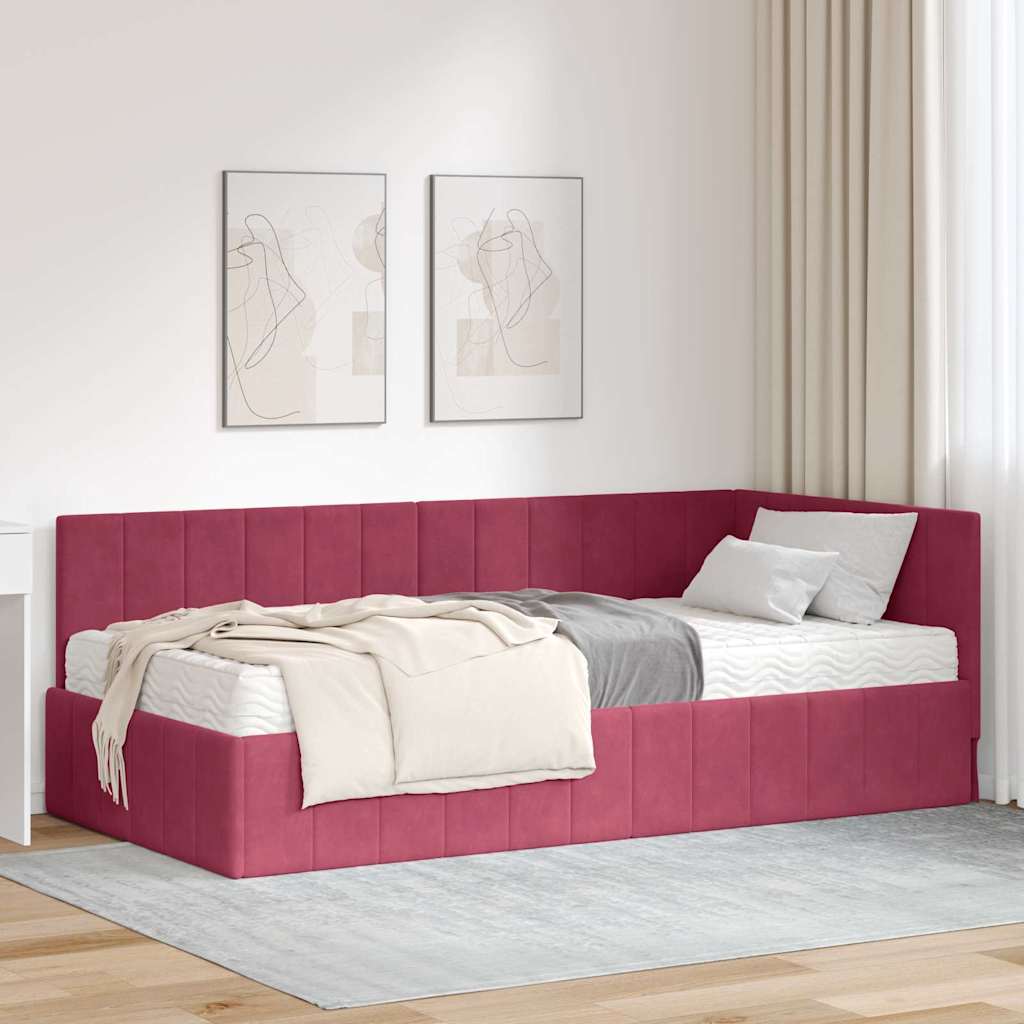 JUNG Vida Eckbettgestell mit Matratze mit Matratze 2 pcs Grün Samt