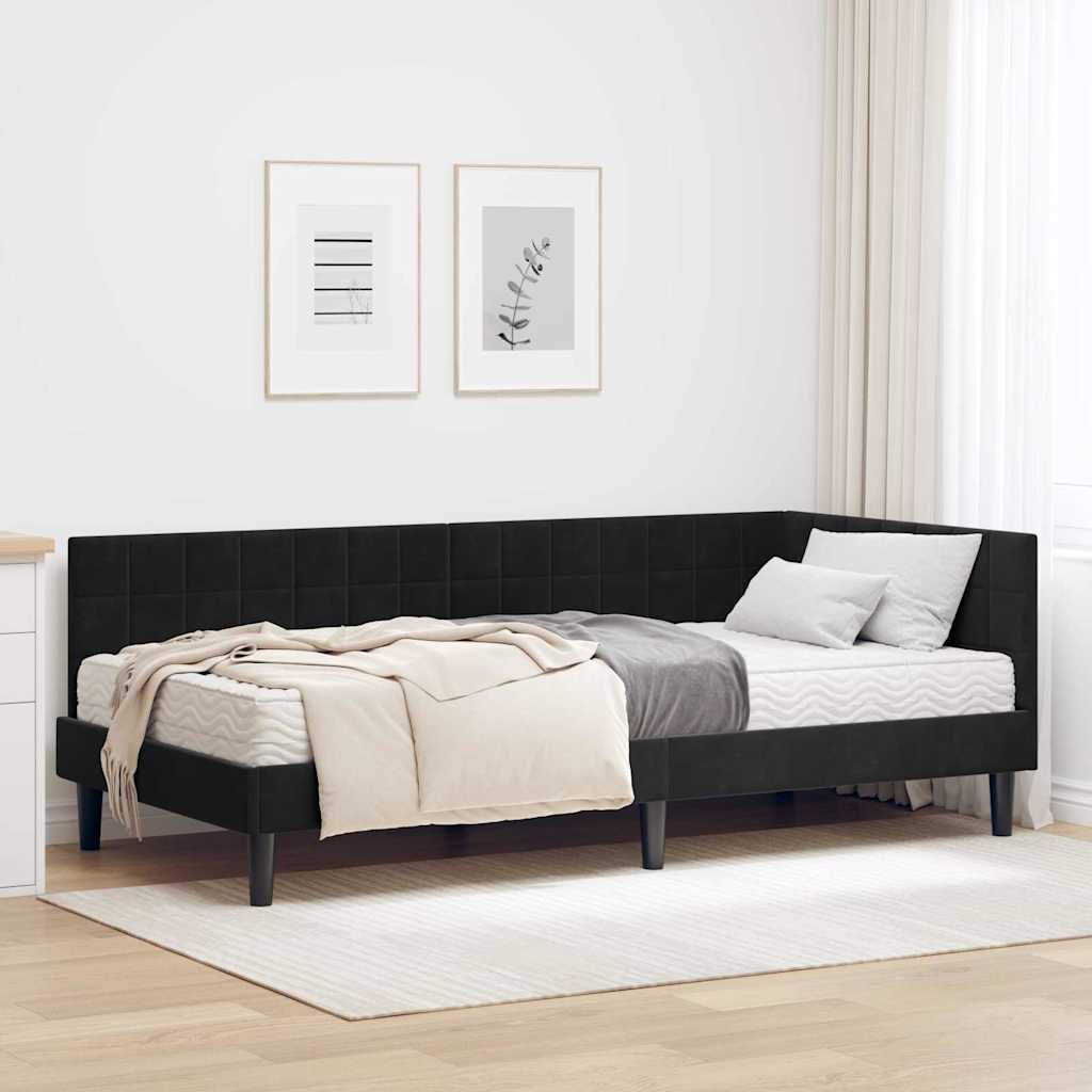 JUNG Vida Eckbettgestell mit Matratze mit Kopfteil 2 pcs Schwarz Samt