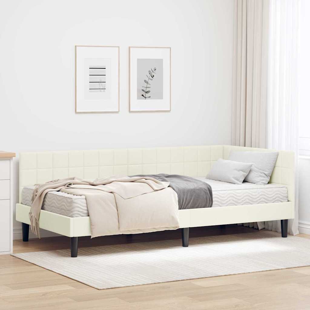 JUNG Vida Eckbettgestell mit Matratze mit Kopfteil 2 pcs Creme Samt