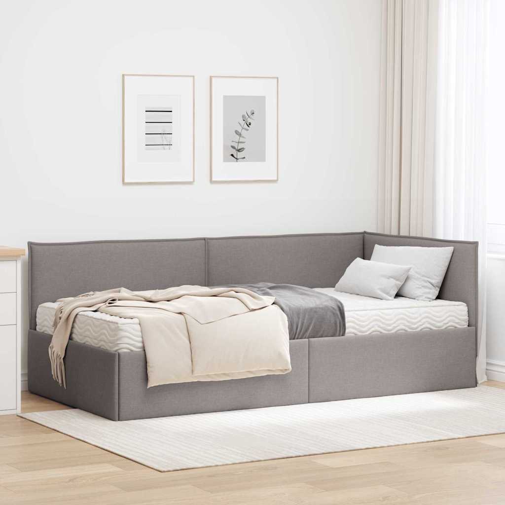 JUNG Vida Eckbettgestell mit Matratze mit Kopfteil 2 pcs Taupe Samt
