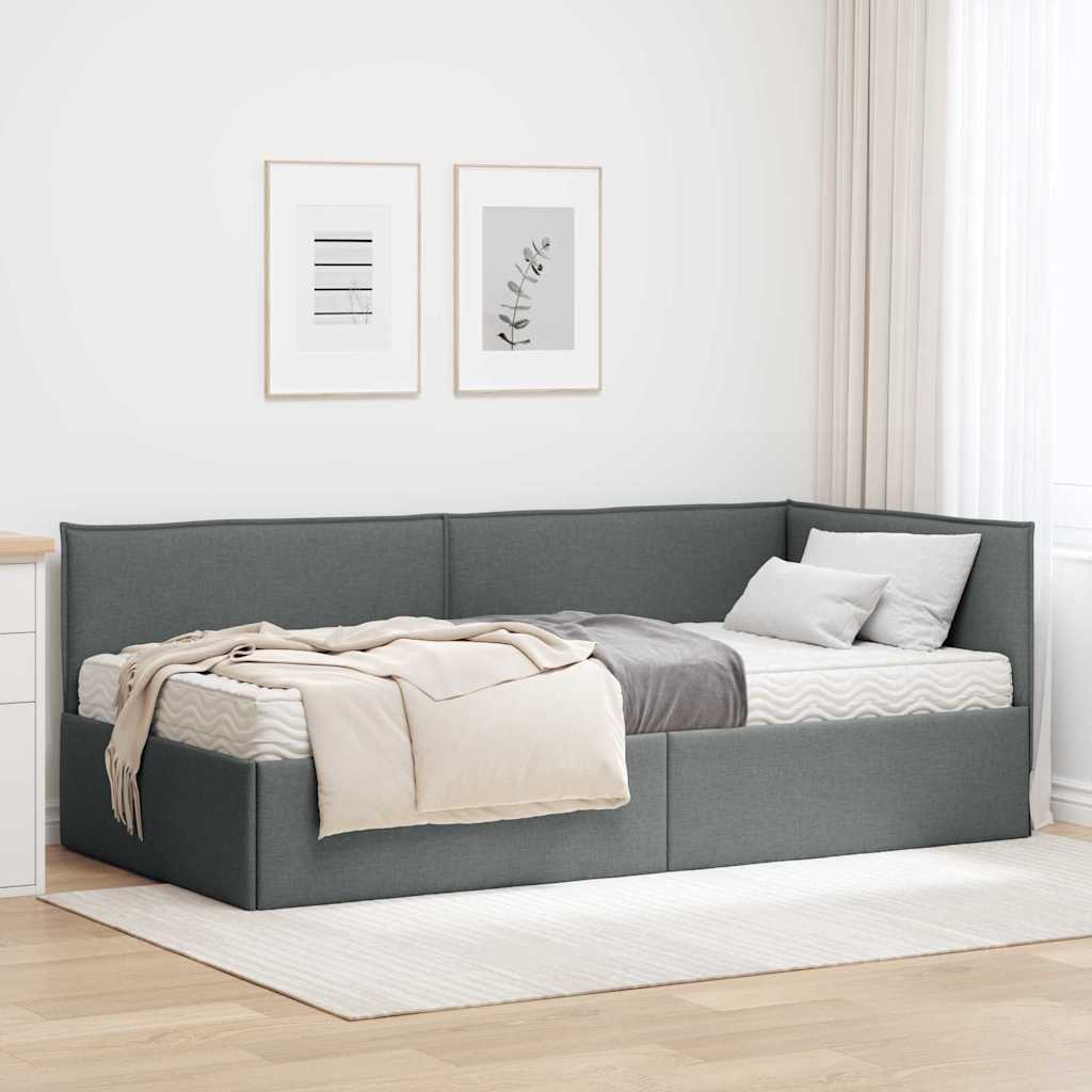 JUNG Vida Eckbettgestell mit Matratze mit Kopfteil 2 pcs Grau Samt