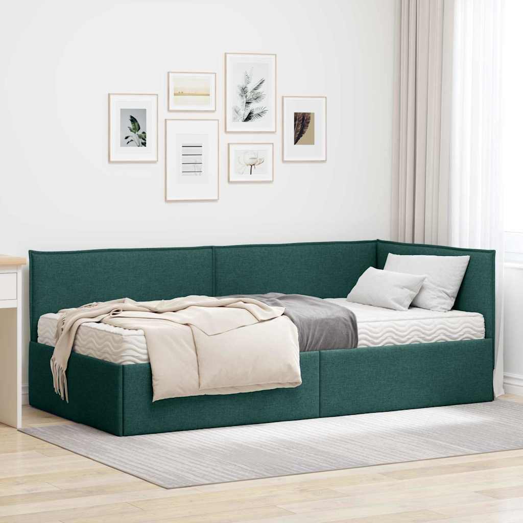 JUNG Vida Eckbettgestell mit Matratze mit Kopfteil 2 pcs Grün Samt