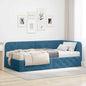 JUNG Vida Eckbettgestell mit Matratze mit Kopfteil Blau 90 x 190 cm Samt