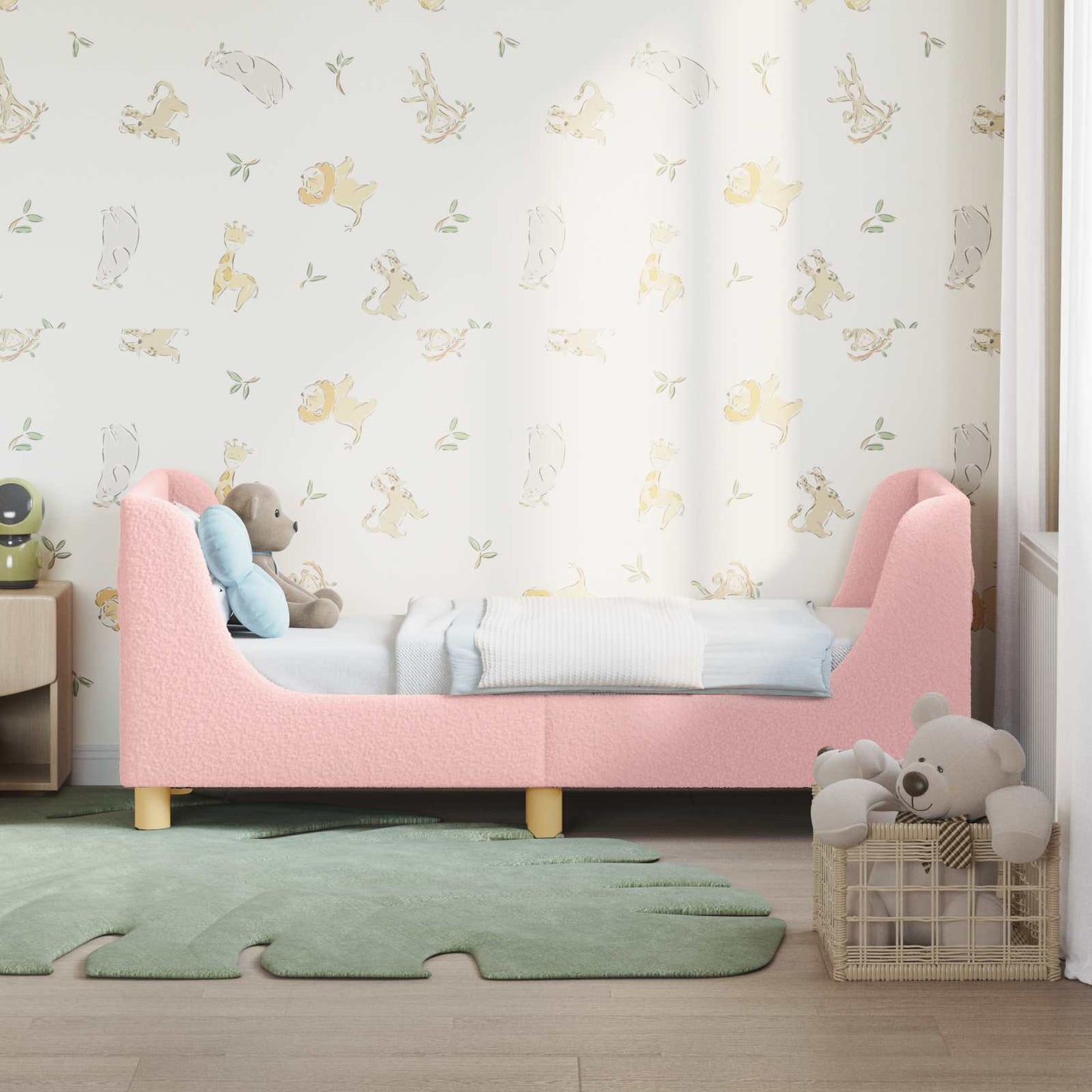 JUNG Vida Kinderbettgestell mit Kopfteil Rosa 70 x 140 cm Schafstoff