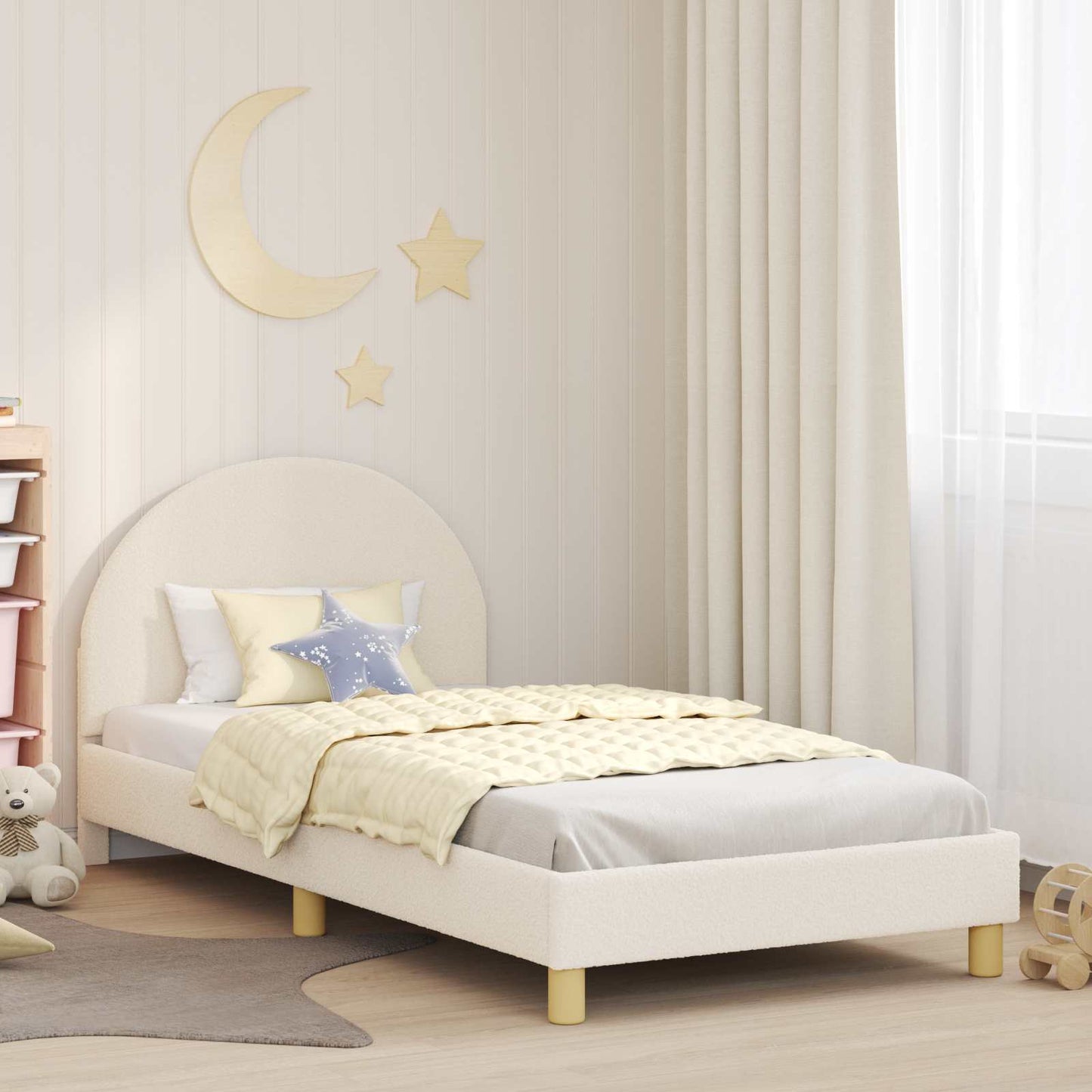 JUNG Vida Kinderbettgestell mit Kopfteil Creme 90 x 190 cm Schafstoff