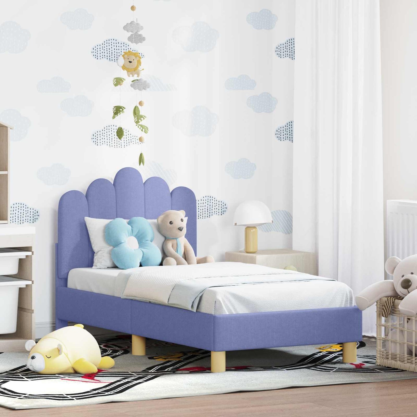 JUNG Vida Kinderbettgestell mit Kopfteil Jeans blau 70 x 140 cm Stoff