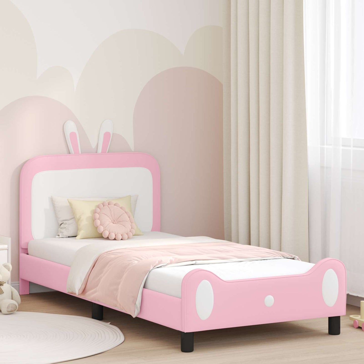 JUNG Vida Kinderbettgestell mit Kopfteil mit Kopfteil Rosa 90 x 190 cm PU