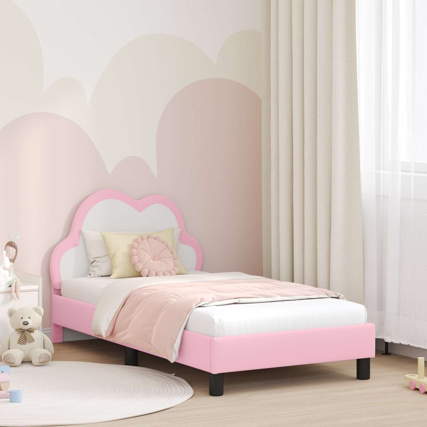 JUNG Vida Kinderbettgestell mit Kopfteil mit Kopfteil Rosa 80 x 160 cm PU
