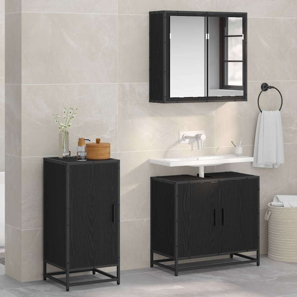 JUNG Vida Sideboard Schwarz Eichen-Optik 35,5 x 35 x 76 cm