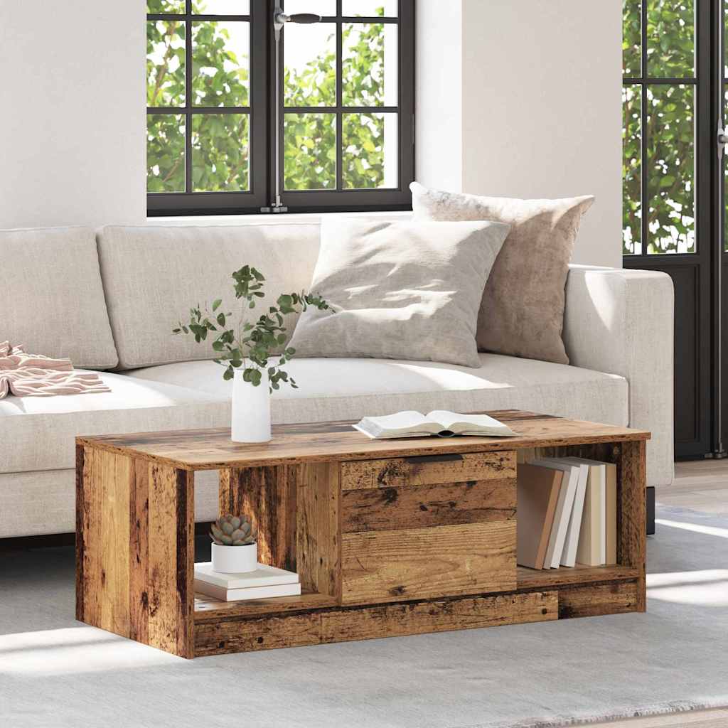 JUNG Vida Couchtisch mit Schubladen Altholz 102 x 50 x 36cm Holzwerkstoff