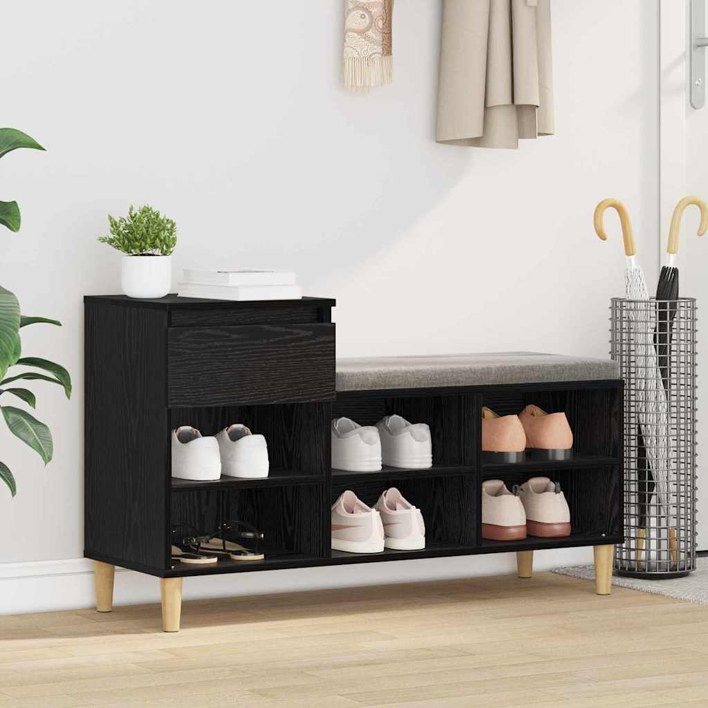 JUNG Vida Schuhschrank mit Speicher Schwarz Eichen-Optik 102 x 36 x 60 cm