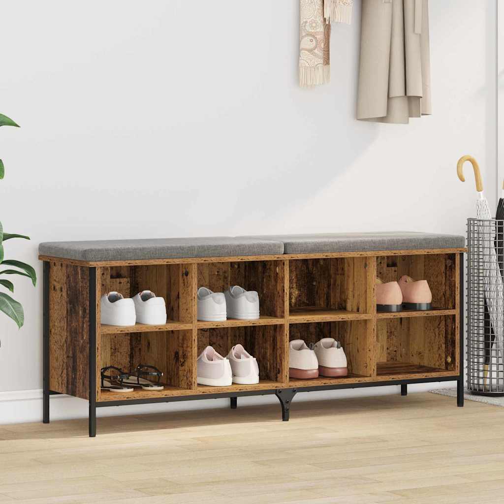 JUNG Vida Schuhschrank Altholz 131 x 35 x 50 cm Verbundholz und Eisen