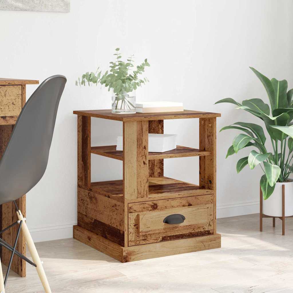 JUNG Vida Nachttisch mit Schubladen Altholz 50 x 50 x 60 cm Holzwerkstoff
