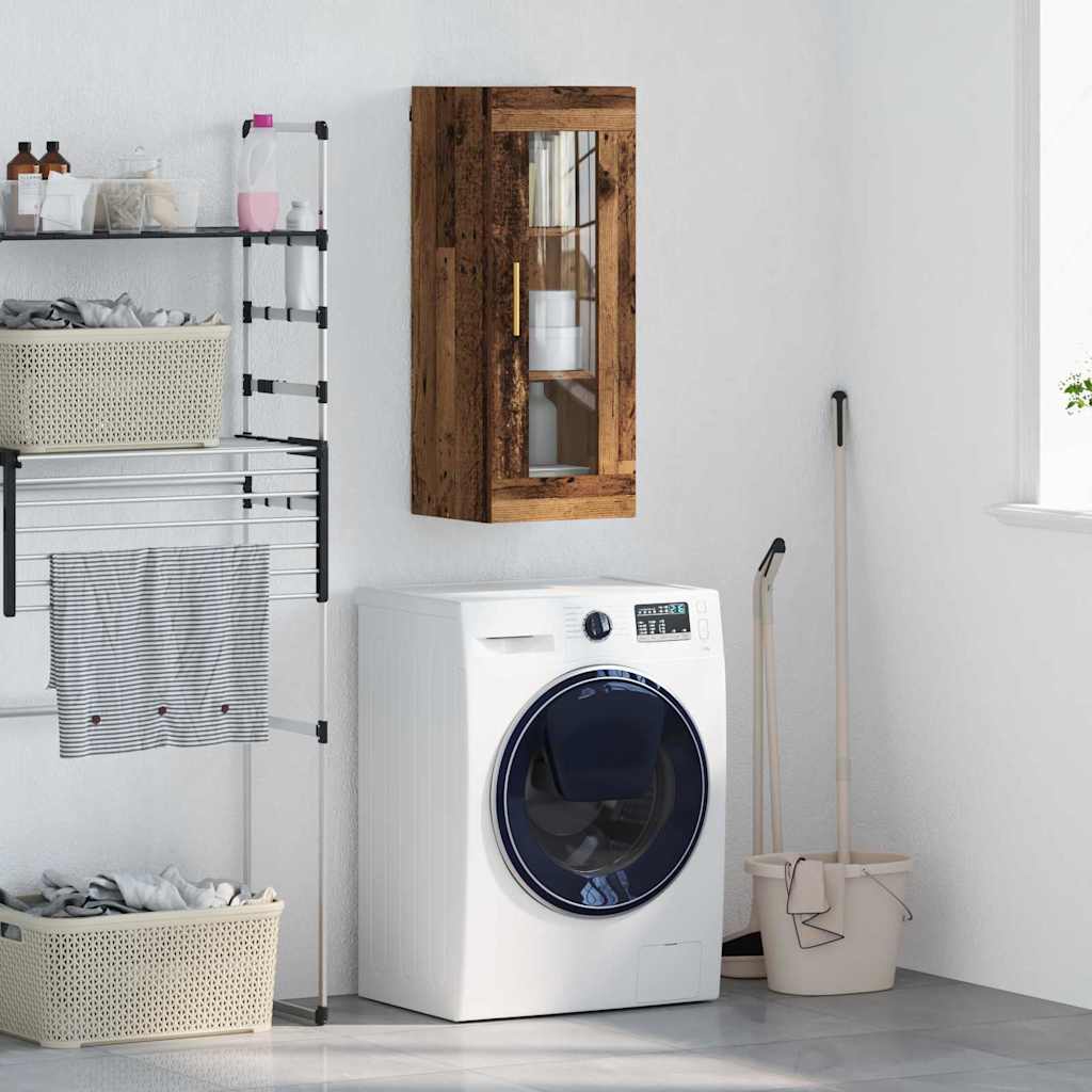 JUNG Vida Wandschrank Altholz 34,5 x 34 x 90 cm Engineered Wood und Glas