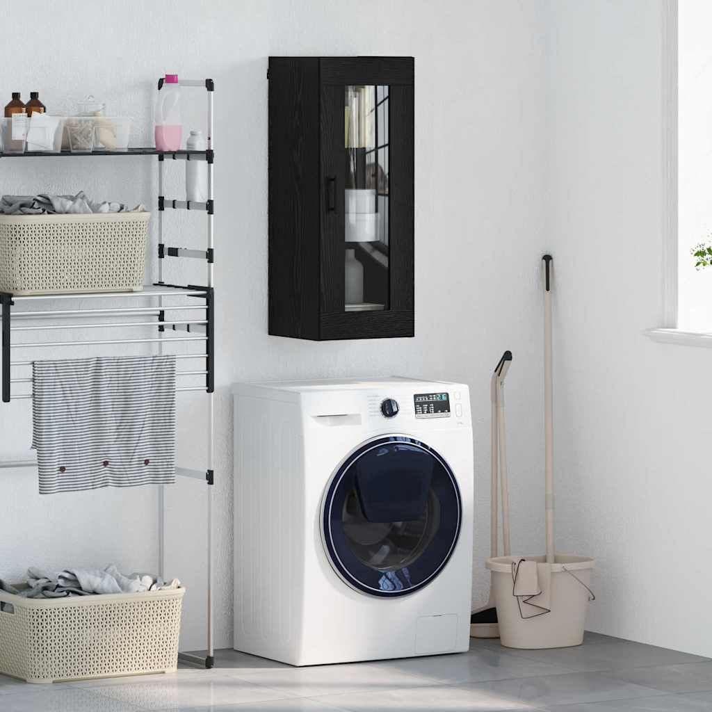 JUNG Vida Wandschrank Schwarz Eichen-Optik 34,5 x 34 x 90 cm