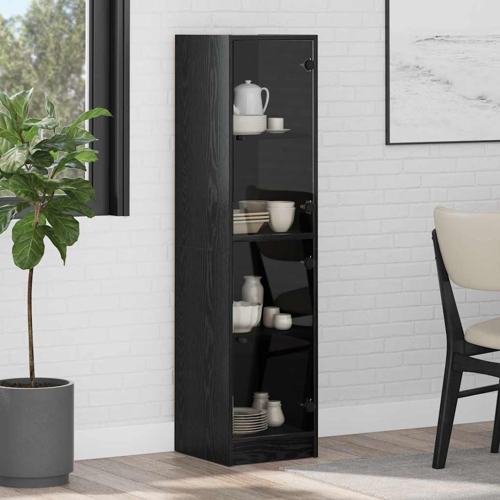 JUNG Vida Highboard Schwarz Eichen-Optik 35 x 37 x 142 cm Holzwerkstoff