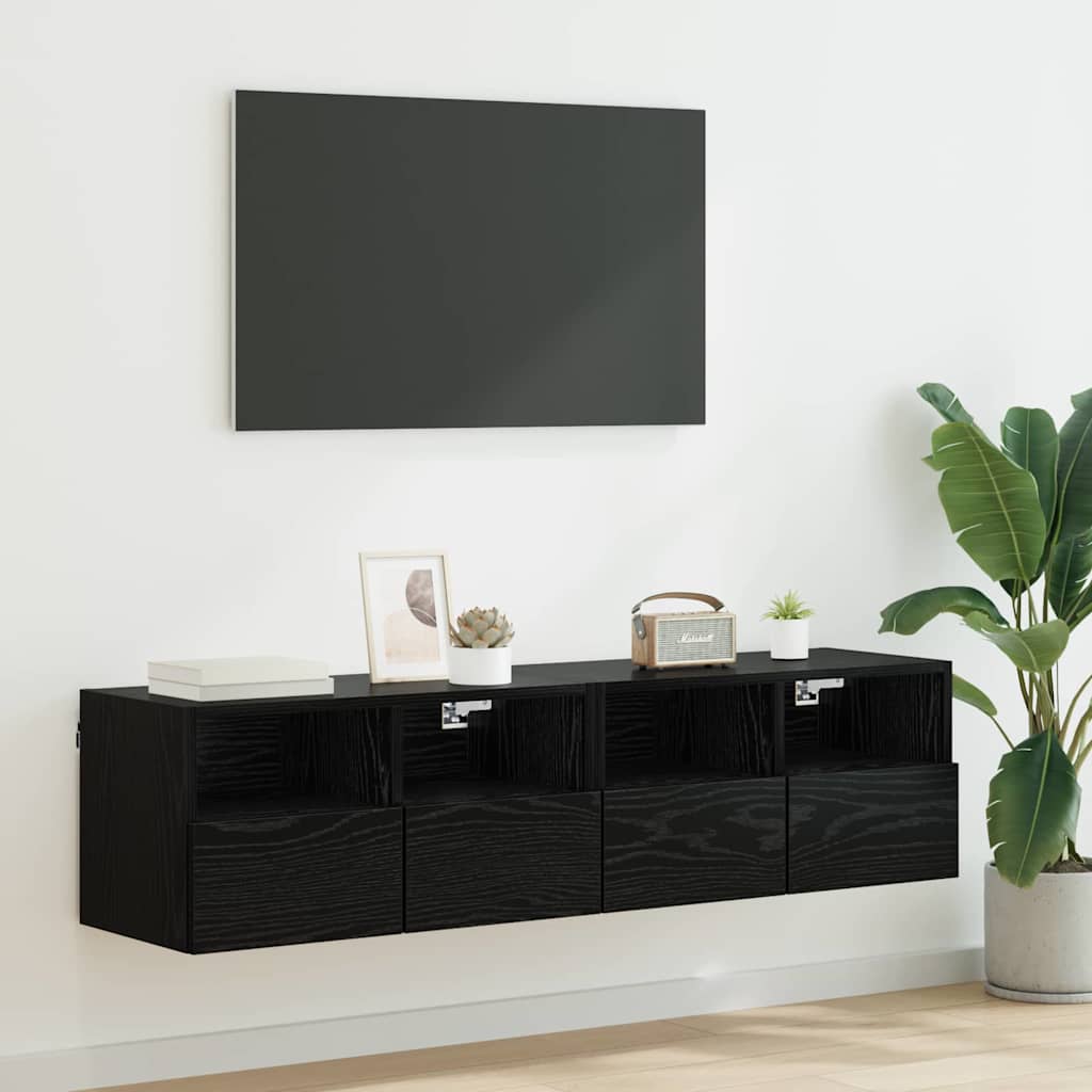 JUNG Vida TV-Wandregale 2 pcs Schwarz Eichen-Optik 60 x 30 x 30 cm