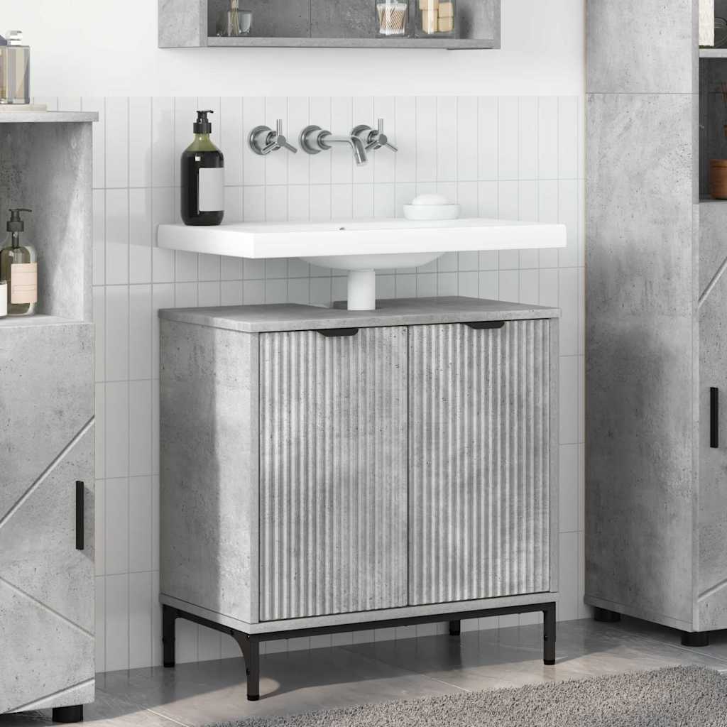 JUNG Vida Waschbeckenschrank Beton Grau 60,5 x 33,5 x 61 cm Holzwerkstoff