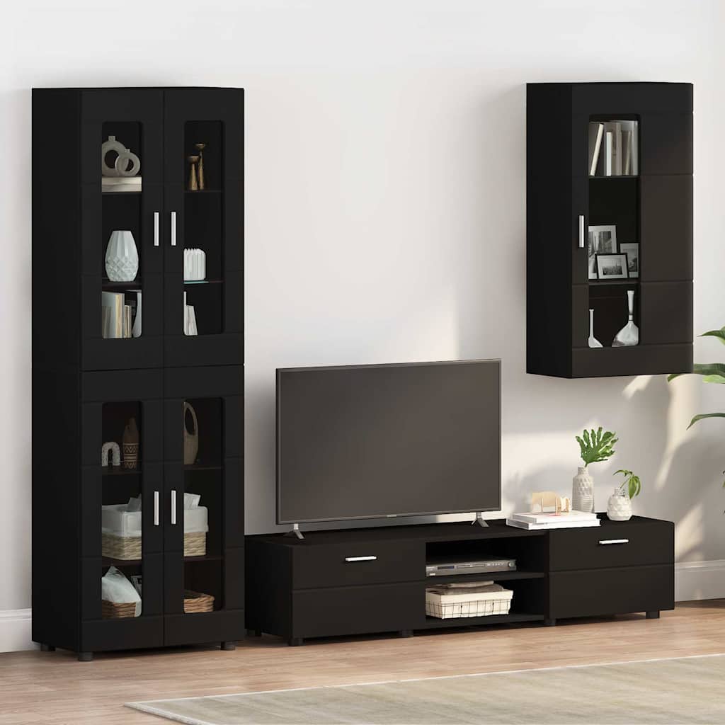 JUNG Vida Holzschrank mit Speicher Schwarz 50 x 29 x 100 cm Holzwerkstoff