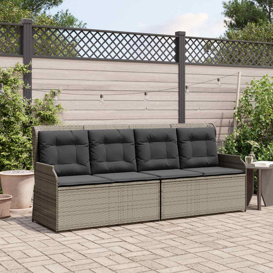 JUNG Vida Gartenbank mit Kissen Grau Poly-Rattan