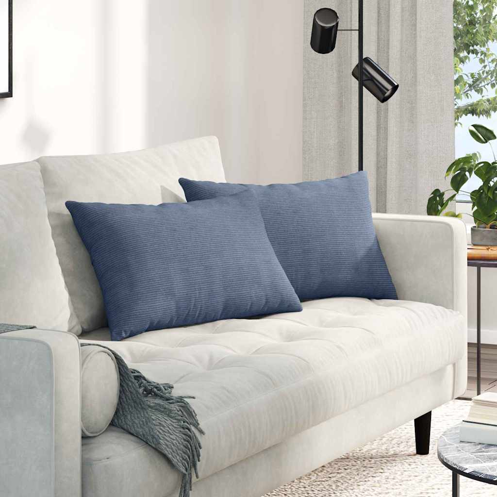 JUNG Vida Sofakissen 2 Stück Blau 60 x 40 cm Cordstoff