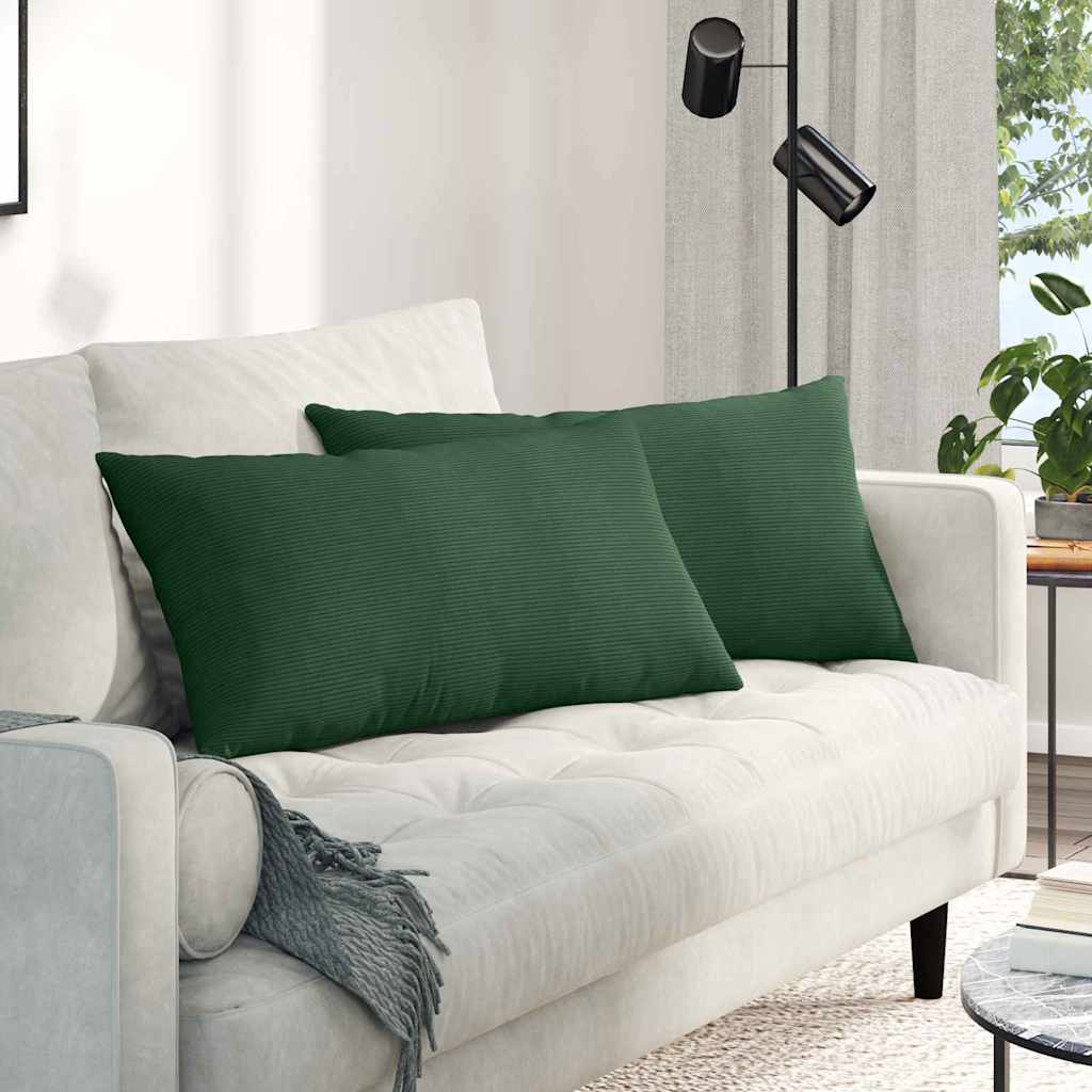 JUNG Vida Sofakissen 2 Stück Dunkelgrün 80 x 40 cm Cordstoff