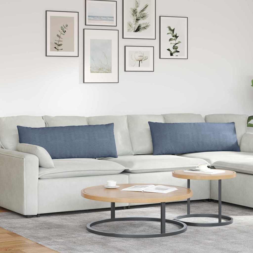 JUNG Vida Sofakissen 2 Stück Blau 120 x 40 cm Cordstoff