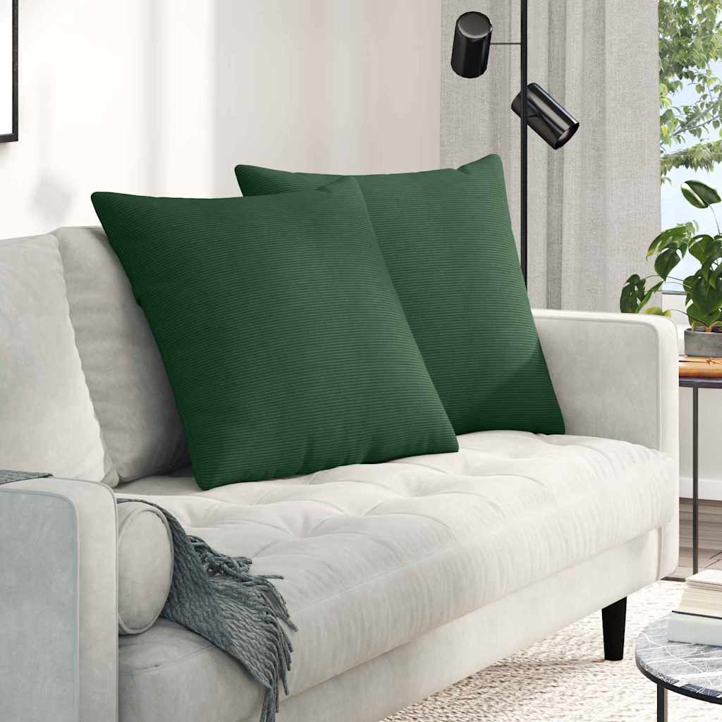 JUNG Vida Sofakissen 2 Stück Dunkelgrün 60 x 60 cm Cordstoff
