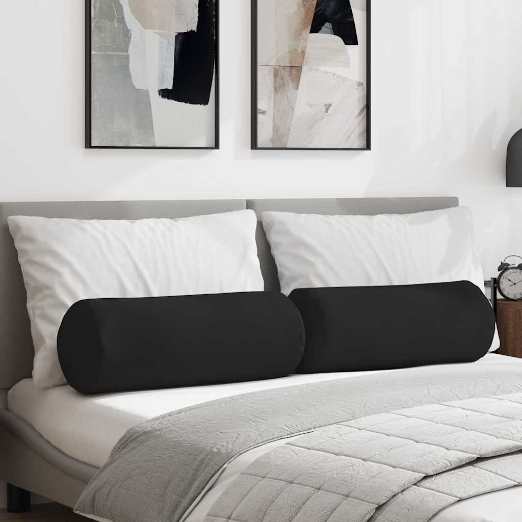JUNG Vida Bolsterkissen 2 Stück Schwarz Ø 25 x 70 cm Mikrofaserstoff