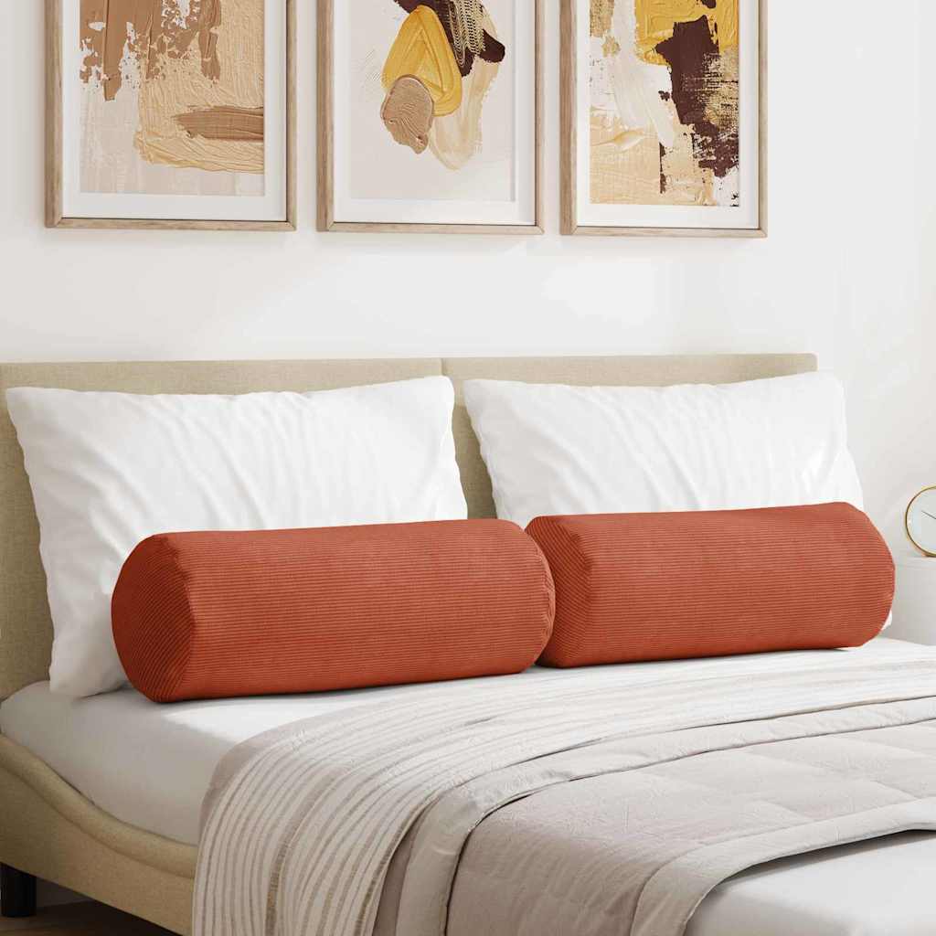 JUNG Vida Bolsterkissen 2 Stück Rot-Orange Ø 25 x 70 cm Cordstoff