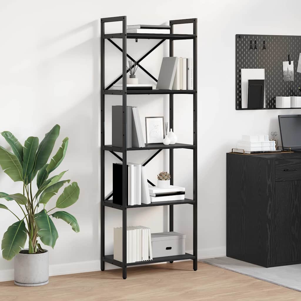 JUNG Vida Bücherregal Schwarz Eichen-Optik 56 x 34 x 171 cm Holzwerkstoff