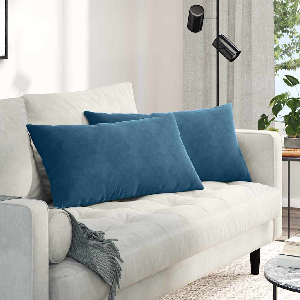 JUNG Vida Sofakissen 2 Stück Blau 80 x 40 cm Cordstoff