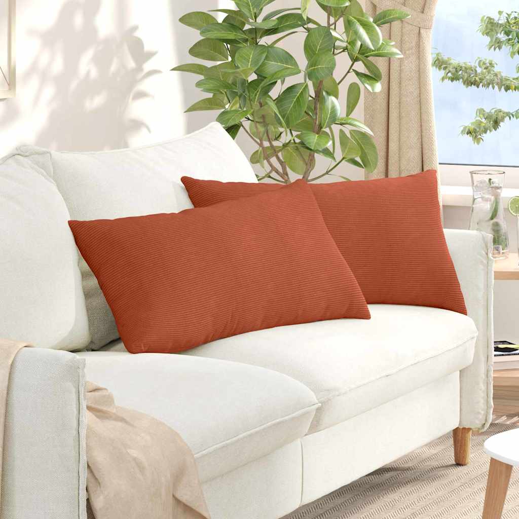 JUNG Vida Sofakissen 2 Stück Rot-Orange 80 x 40 cm Cordstoff