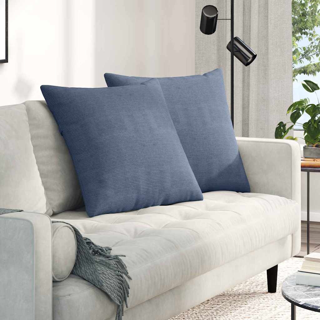 JUNG Vida Sofakissen 2 Stück Blau 60 x 60 cm Cordstoff