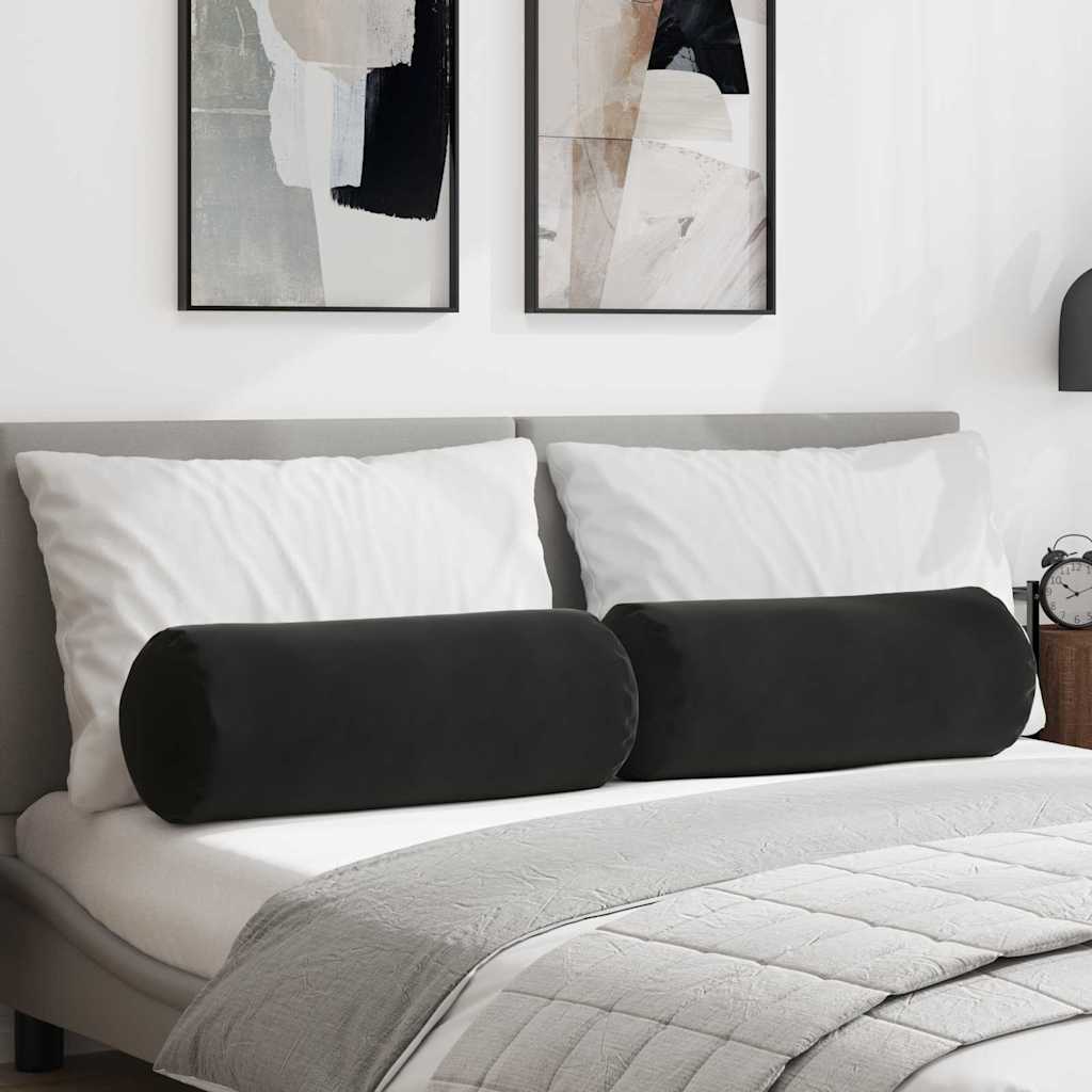 JUNG Vida Bolsterkissen 2 Stück Schwarz Ø 25 x 70 cm Cordstoff