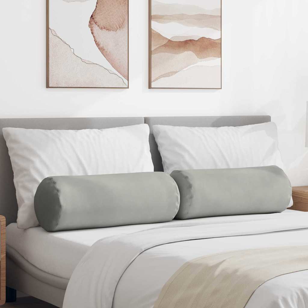 JUNG Vida Bolsterkissen 2 Stück Hellgrau Ø 25 x 70 cm Mikrofaserstoff
