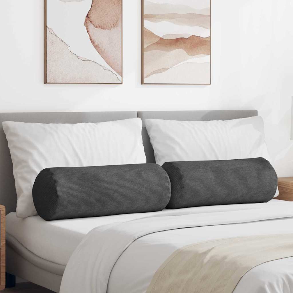 JUNG Vida Bolsterkissen 2 Stück Dunkelgrau Ø 25 x 70 cm Cordstoff